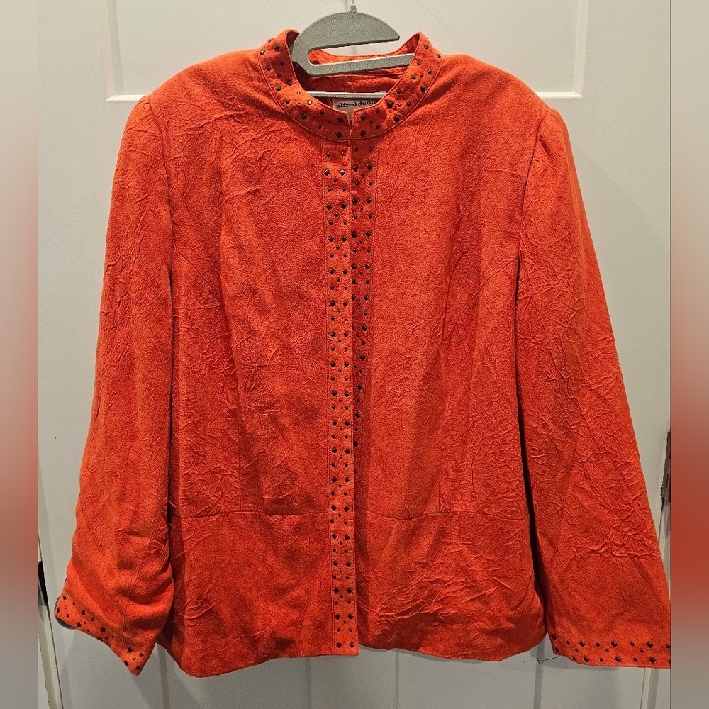 "Alfred Dunner Red Faux Suede Studded Jacket Size 16W"